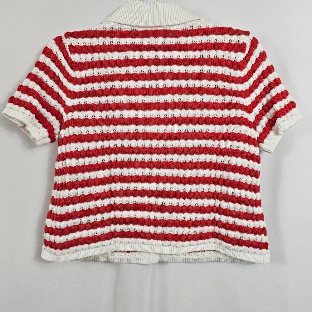 Old Navy Button Down Crochet Sweater in Red Stripe - Size M - Picture 7 of 11